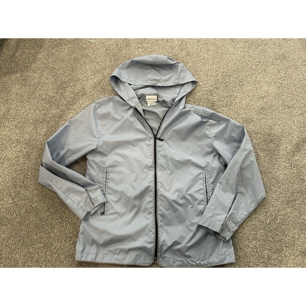 Reebok Women's Windbreaker Lightweight Hooded Jacket Blue Size Medium Full Zip